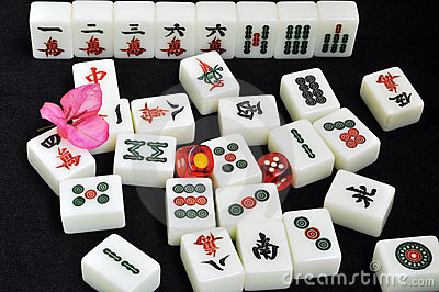 Mahjong Tiles On Black Background Stock Photography   Image  13402452