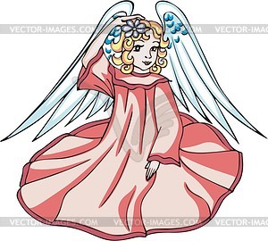Nice Young Angel Girl   Vector Clipart