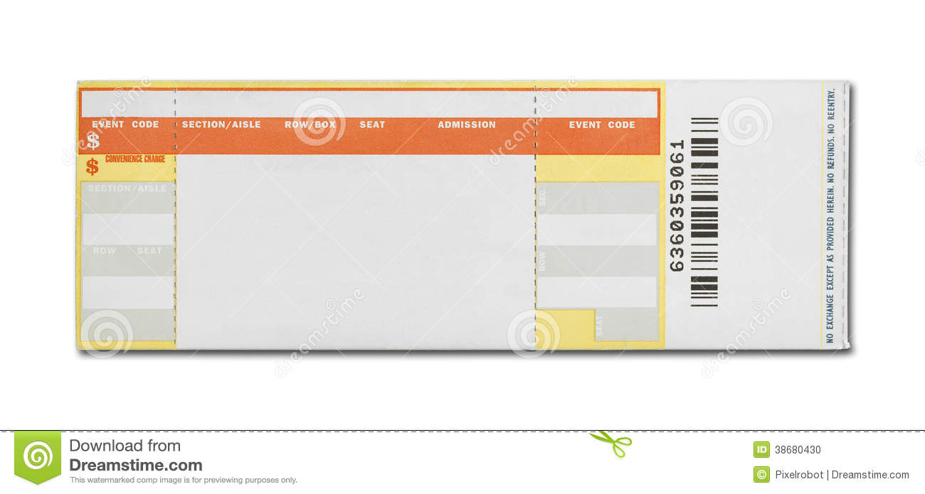 Orange And Yellow Event Ticket Isolated On White Background 