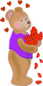 Teddy Bear And Red Rose Hearts Valentine Graphic
