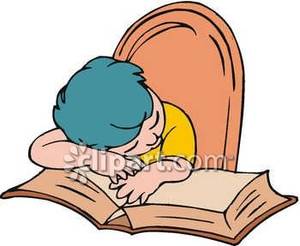 Tired Boy Fell Asleep Doing His Homework Royalty Free Clipart Picture