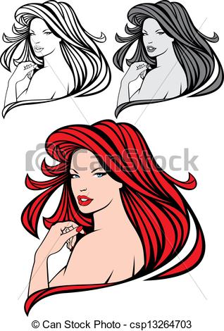 Vector Clipart Of Nice Red Hair Girl   Nice Head Of Red Hair Girl On