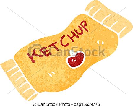 Vectors Illustration Of Retro Cartoon Ketchup Packet   Retro Cartoon