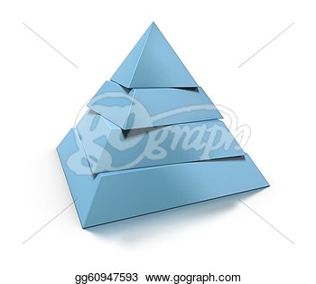 3d Pyramid Four Levels Over White Background With Glossy Reflection