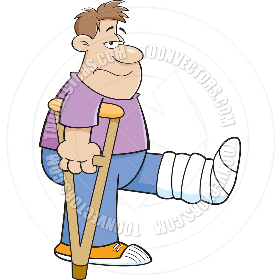 Cartoon Man On Crutches By Kenbenner   Toon Vectors Eps  48418