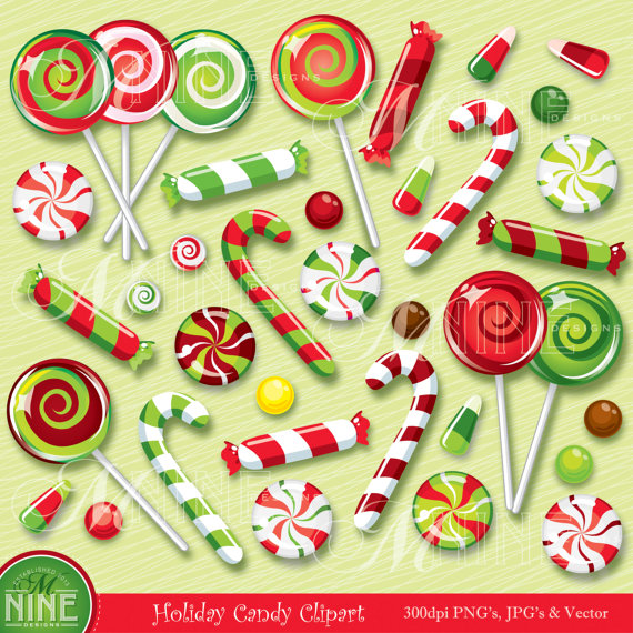Christmas Clip Art  Christmas Candy Clipart Holiday Lollipops Candy