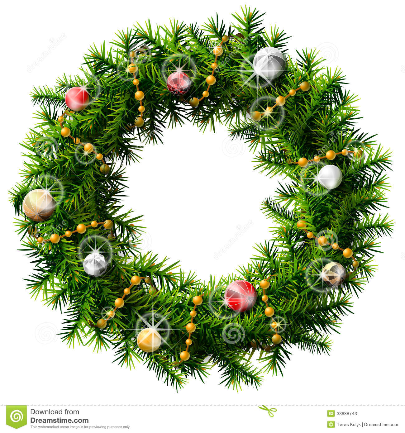 Christmas Wreath With Decorative Beads And Balls Stock Photos   Image