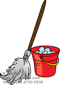 Clip Art Illustration Of Mop And A Bucket Of Soapy Water