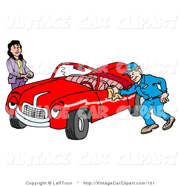 Clipart Of A Pleasant Auto Mechanic Man Smiling While Shining A