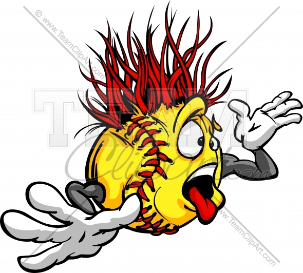 Crazy Softball Cartoon Clipart Image Of A Wacky Softball Ball