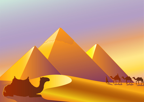 Creative Egypt Pyramids Background Vector Graphics 01 Free   Vector