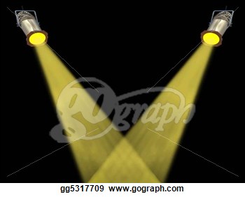 Drawing   Two Yellow Spot Lights On Black Background  Clipart Drawing