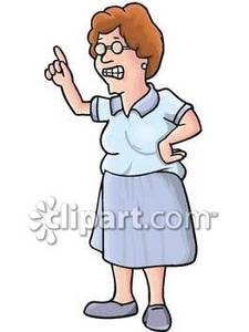 Elderly Woman Yelling At Someone   Royalty Free Clipart Picture
