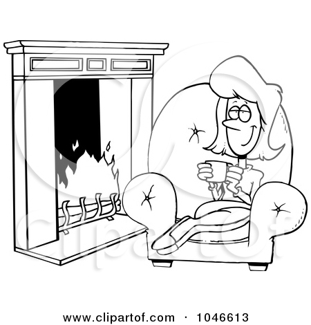 Fireplace Black And White Clipart Royalty Free  Rf  Clip Art