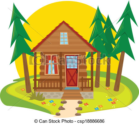 Icon   Cute Cabin In The Woods Eps10 Csp18886686   Search Clip Art    