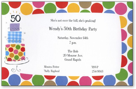 Invitations Birthday Milestone Birthday 50th Birthday Cake W   Polka