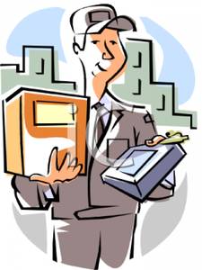 Postal Worker Delivering Packages Clipart Image