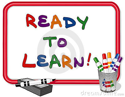 Ready To Learn Text On Red Frame Whiteboard With Multicolored Marker