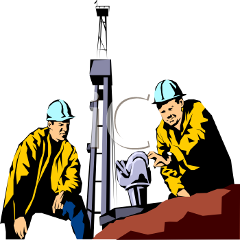 Royalty Free Clip Art Image  Roughnecks Working On An Oil Well