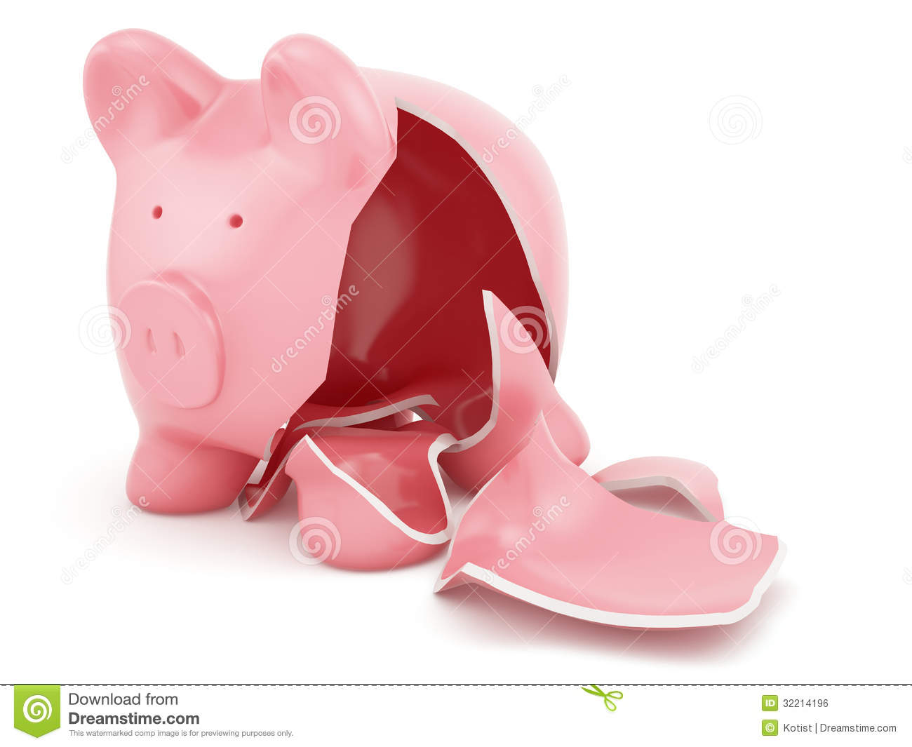 Royalty Free Stock Image  Empty Broken Piggy Bank