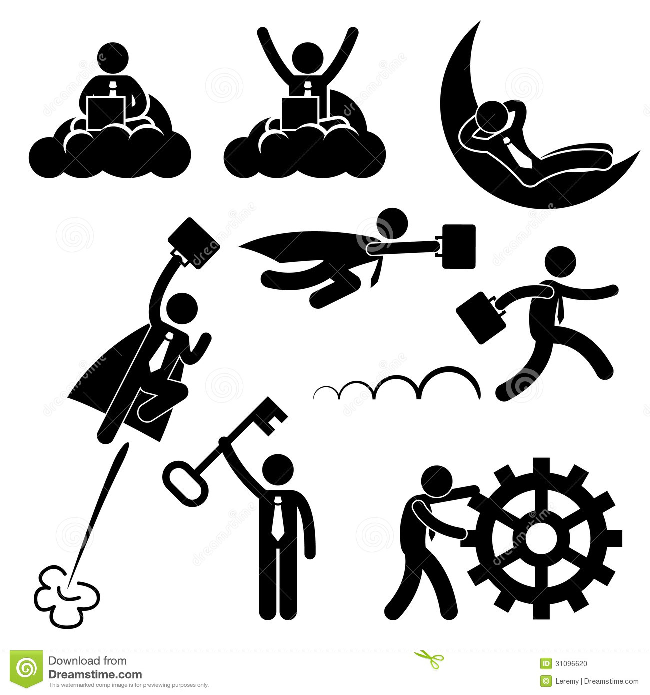 Set Of People Pictogram Representing Businessman Working Concept 