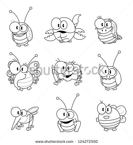 Some Cartoon Insects  Ladybug Scorpion Caterpillar Butterfly