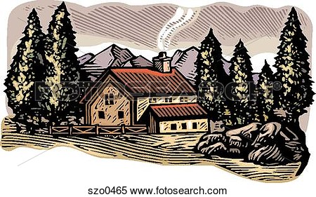Stock Illustration   Cabin In The Woods  Fotosearch   Search Clipart