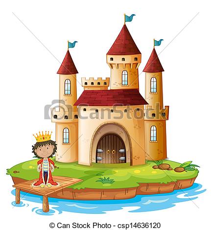 Vector   A King Outside His Castle   Stock Illustration Royalty Free