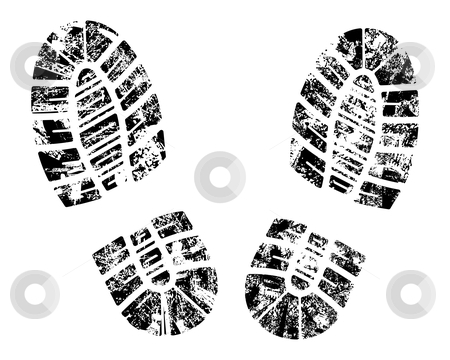 Vector Bootprint Stock Vector Clipart Detailed Black And White