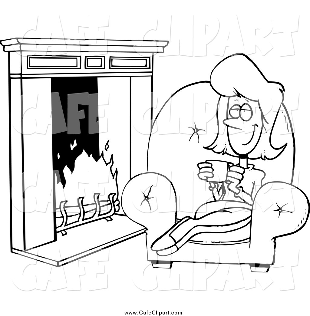 Vector Cartoon Clip Art Of A Black And White Relaxed Woman Drinking