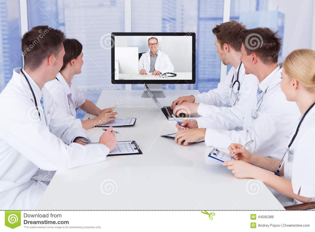     Video Conference Meeting In Hospital Stock Photo   Image  44595386