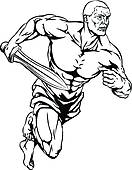 Clip Art Of  Gladiator Mascot Mascots Muscles Roman Soldier