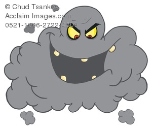Clipart Illustration Of A Dark Gray Laughing Storm Cloud   Acclaim