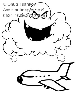 Clipart Illustration Of A Laughing Storm Cloud Looking At A Passing