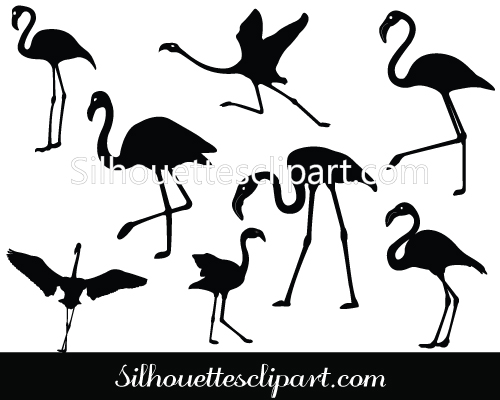 Flamingo Silhouette Vector Graphics Pack   Silhouette Clip    