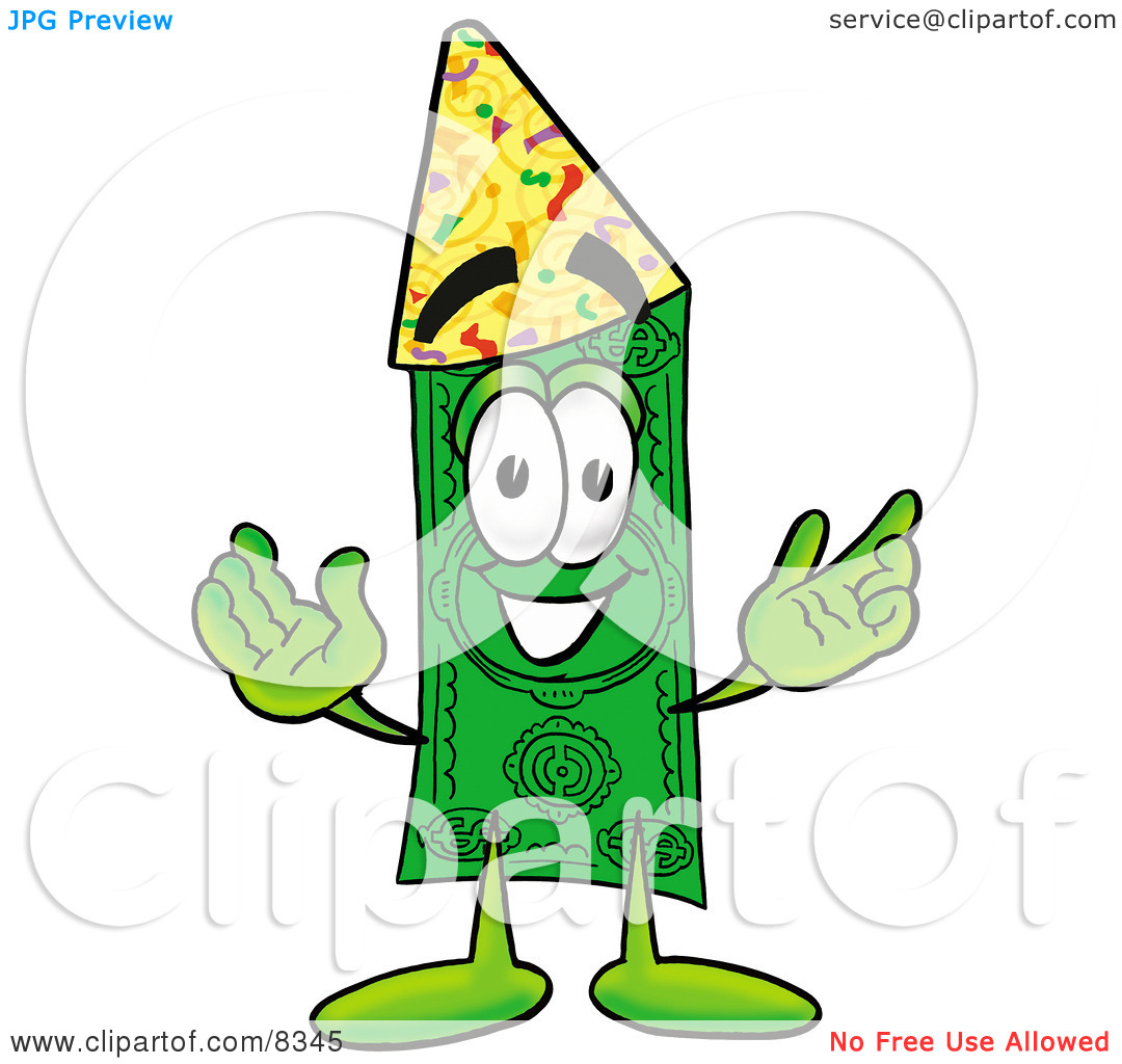 Flat Bill Hat Clipart Clipart Picture Of A Dollar Bill Mascot Cartoon    