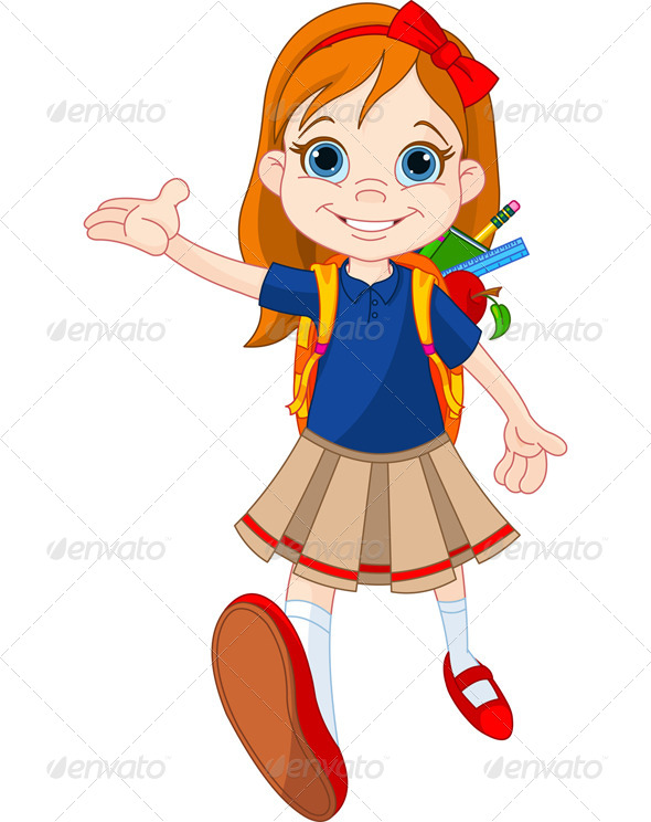 Girl Going To School   People Characters