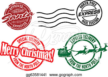 Illustrations   Merry Christmas Santa Stamps  Stock Clipart Gg63581441
