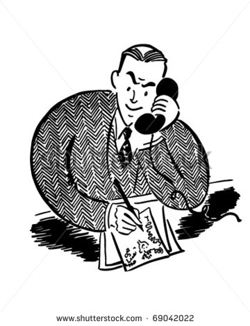 Man On The Phone 2   Retro Clipart Illustration   Stock Vector