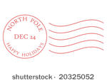North Pole Postmark In Muted Red Dated December 24    Stock Vector