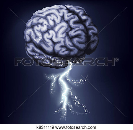Of A Brain With Lightning Coming Out Of It  Concept For A Brain Storm