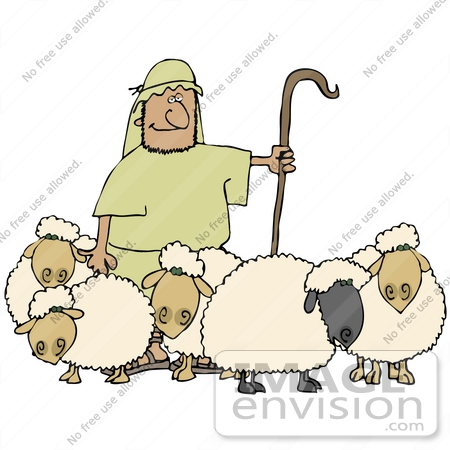 Royalty Free Clipart Of A Proud Shepherd Standing In The Middle Of His