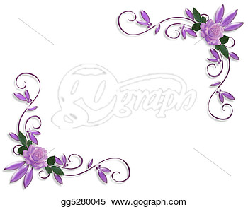 Stock Illustration   Wedding Invitation Border Lavender Roses  Clipart