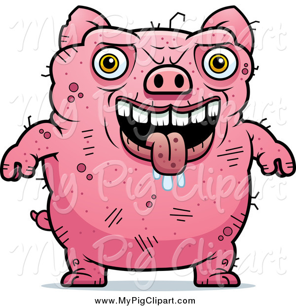 Swine Clipart Of A Ugly Drooling Pig