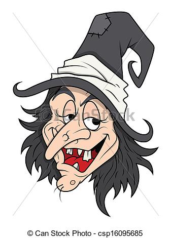 Vector   Cartoon Evil Witch Face Smiling   Stock Illustration Royalty