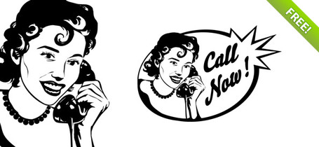 Vintage Woman On Phone Psd Graphic Vector Graphic   Clipart Me