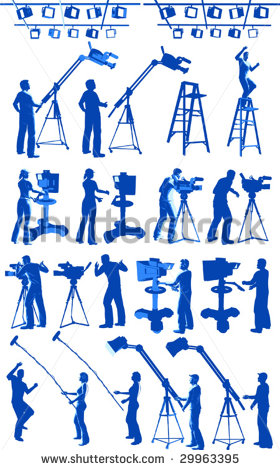Art Set Of Tv Channel Studio Crew Including Cameras Lights Camera