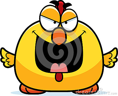Cartoon Illustration Of An Evil Looking Chicken