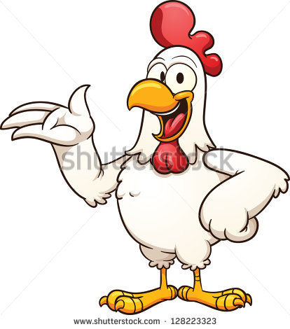 Cartoon White Chicken  Vector Clip Art Illustration With Simple