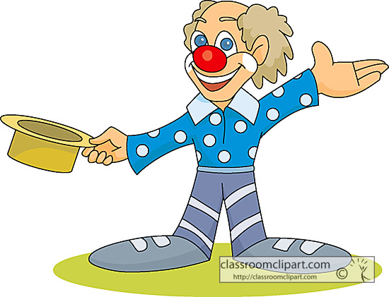 Circus   Clown Holding Hat   Classroom Clipart